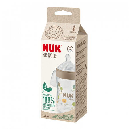 Biberon Nuk for Nature PP 260 ml, Control Temperatura, Tetina Silicon M, Crem [0]