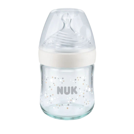 Biberon Nuk Nature Sense Sticla 120 ml Control Temperatura Tetina Silicon S 0-6 luni Alb [0]