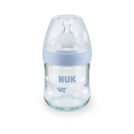 Biberon Nuk Nature Sense Sticla 120 ml Tetina Silicon Orificiu S 0-6 luni Bleu [0]
