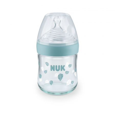 Biberon Nuk Nature Sense Sticla 120 ml Tetina Silicon Orificiu S 0-6 luni Vernil [0]