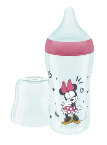 Biberoane tetine suzete - Biberon Nuk Perfect Match PP 260 ml Control Temperatura Tetina Silicon M 3 luni+ Rosu Minnie Mouse