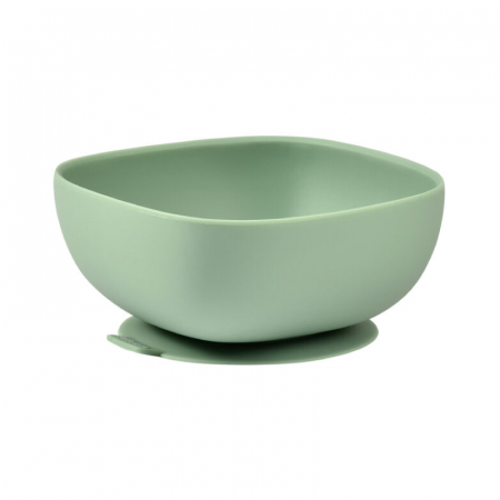 Articole hranire copii - Bol silicon cu ventuza Beaba Sage Green
