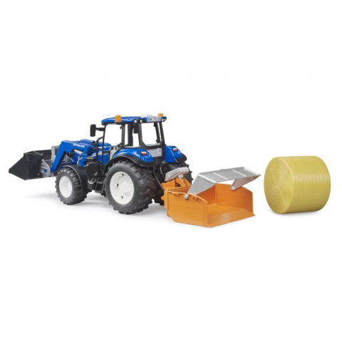 Bruder - Tractor New Holland T5.120 cu incarcator frontal detasabil lada pentru basculat baloti si furci [4]