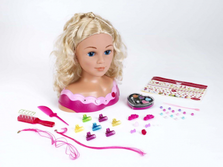 Papusi si accesorii - Bust papusa Emma pentru machiat si coafat - mare