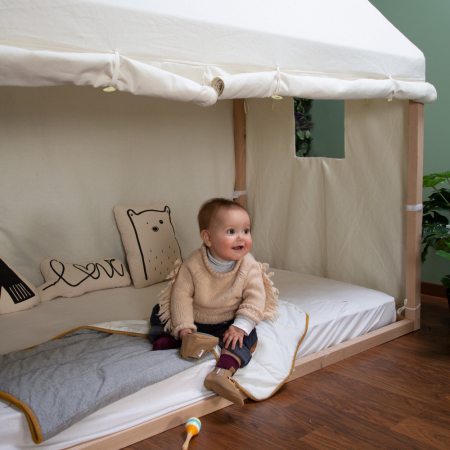 Cadru pat casuta Childhome 90x200 cm Lemn Natural [4]