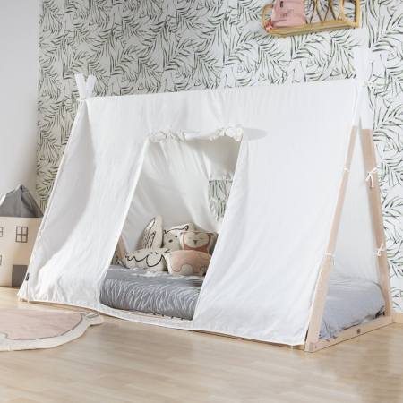 Cadru pat Tipi Childhome 90x200 cm Lemn Natural/Alb [3]