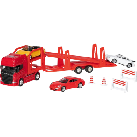 Masinute si motociclete - Camion die-cast transportor de masini Scania V8, scara 1 la 60-64, lungime 29 cm