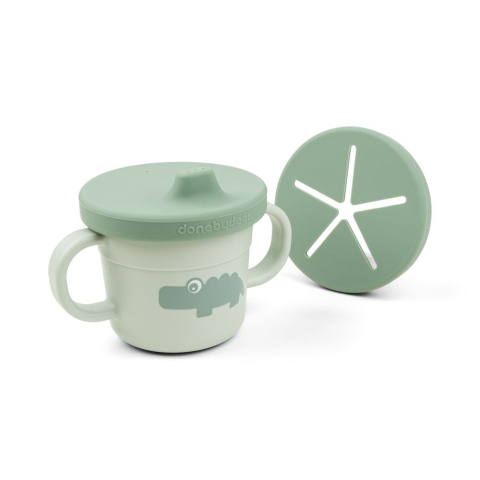 Cani si pahare - Cana 3-in-1 cu cioc Done by Deer Foodie Croco Green
