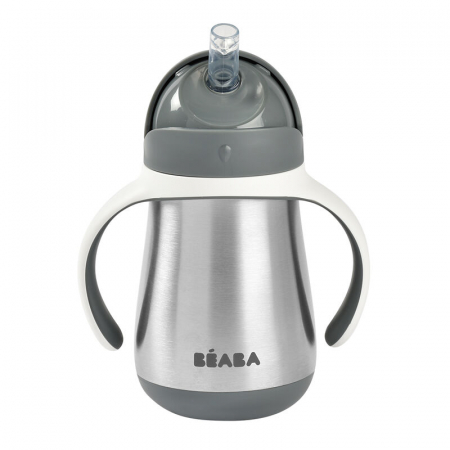 Cana cu pai din inox Beaba 250 ml Mineral Grey [0]