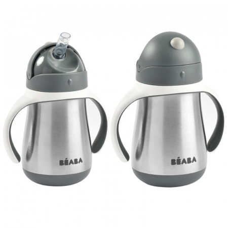 Cana cu pai din inox Beaba 250 ml Mineral Grey [1]