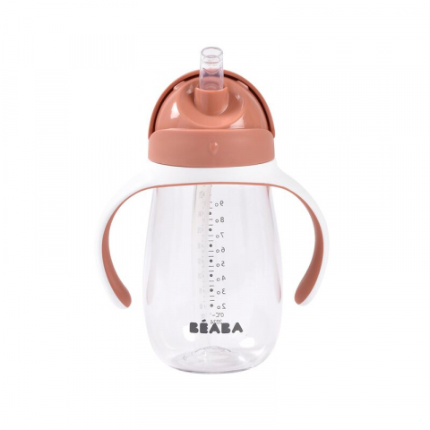 Cani si pahare - Cana cu pai din Tritan Beaba 300 ml Terracotta