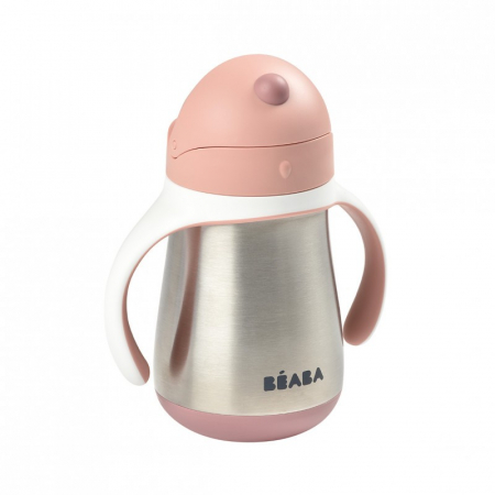 Cana cu pai din inox Beaba 250 ml Old Pink [2]