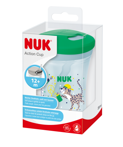 Masa bebelusului - Cana Nuk Evolution Action cu pai 230 ml de la 12 luni Baieti