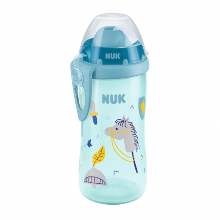 Cani si pahare - Cana Nuk Flexi 300 ml cu pai moale de la 12 luni Bleu