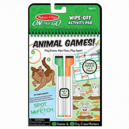 Jocuri educative - Carnet reutilizabil cu activitati si jocuri Animale -Melissa And Doug
