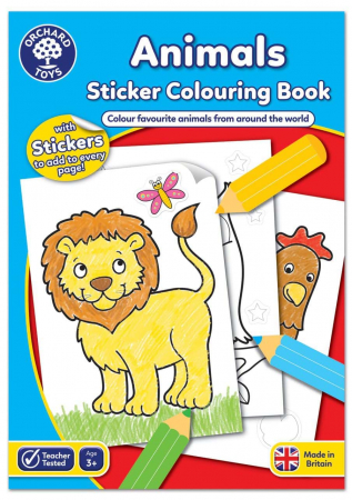 Jocuri educative - Carte de colorat cu activitati in limba engleza si abtibilduri Animals