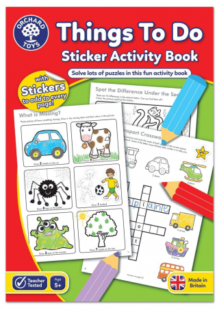 Jocuri educative - Carte de colorat cu activitati in limba engleza si abtibilduri Things To Do