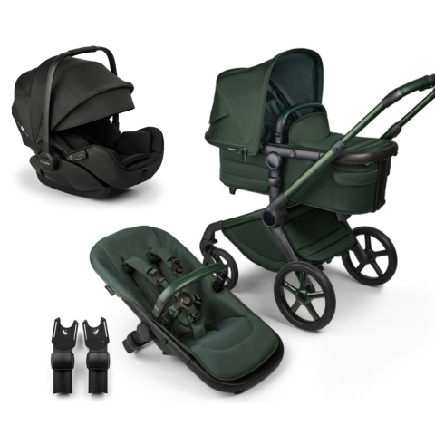 Carucioare copii - Carucior Bugaboo 3 in 1 Fox 5 Noir Limited Edition Midnight Green