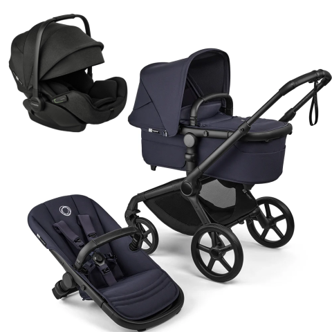 Carucioare copii - Carucior Bugaboo 3 in 1 Fox 5 Renew Black/Deep Indigo