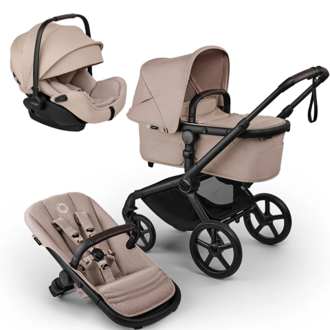 Carucioare copii - Carucior Bugaboo 3 in 1 Fox 5 Renew Black/Dessert Taupe
