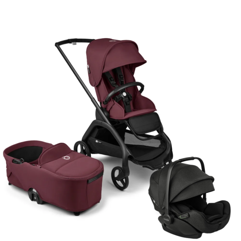 Carucioare copii - Carucior Bugaboo Dragonfly 3 in 1 Black/Dark Cherry