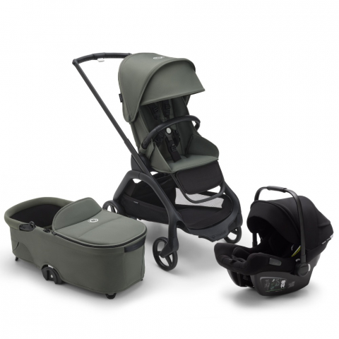 Carucioare copii - Carucior Bugaboo Dragonfly 3 in 1 Black/Forest Green