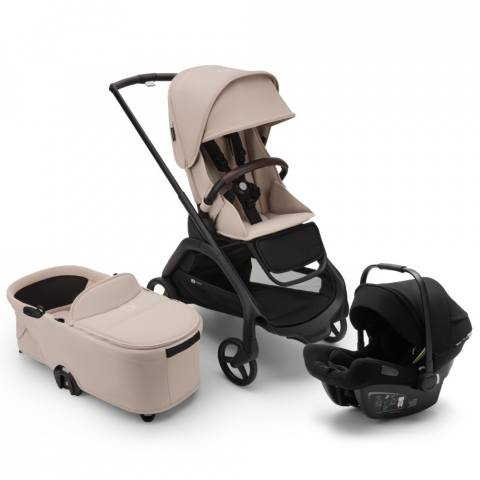 Carucioare copii - Carucior Bugaboo Dragonfly 3 in 1 Black/Desert Taupe
