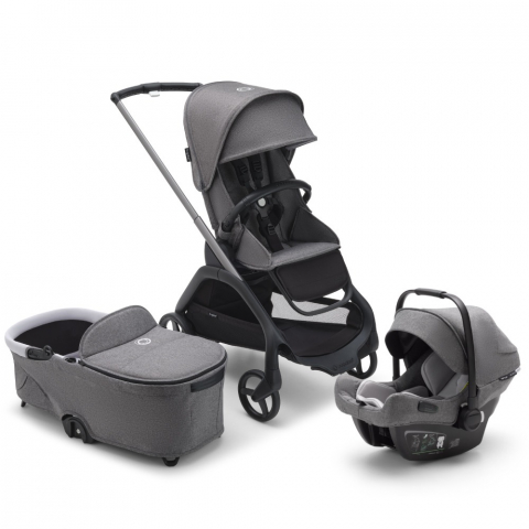 Carucioare copii - Carucior Bugaboo Dragonfly 3 in 1 Black/Grey Melange