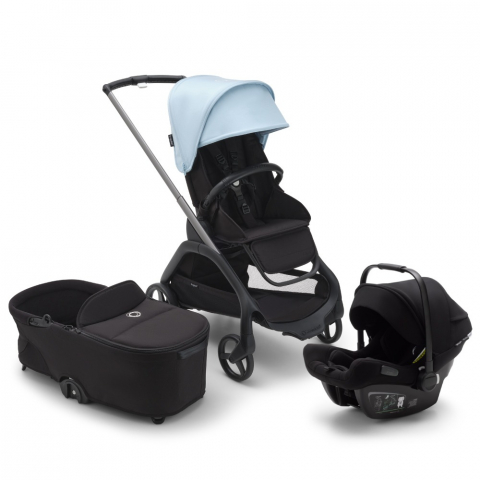 Carucioare copii - Carucior Bugaboo Dragonfly 3 in 1 Black/Skyline Blue
