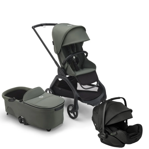 Carucioare copii - Carucior Bugaboo Dragonfly 3 in 1 Black/Forest Green