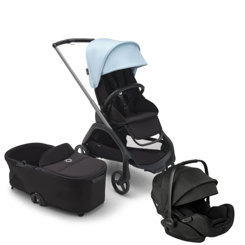 Carucioare copii - Carucior Bugaboo Dragonfly 3 in 1 Black/Skyline Blue