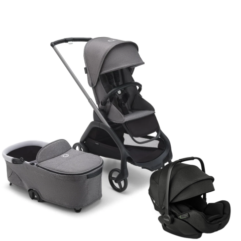 Carucioare copii - Carucior Bugaboo Dragonfly 3 in 1 Black/Grey Melange