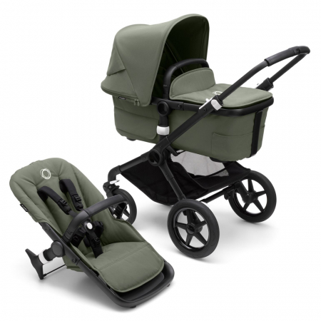 Carucioare copii - Carucior Bugaboo Fox 3 Black/Forest Green 2 in 1