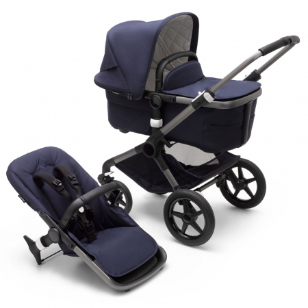 Carucioare copii - Carucior Bugaboo Fox 3 Classic Graphite/Dark Navy 2 in 1