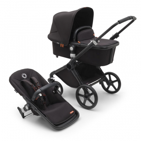 Carucioare copii - Carucior Bugaboo Fox Cub Black/Midnight Black 2 in 1