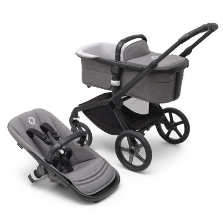 Carucioare copii - Carucior Bugaboo personalizat Fox 5 Black/Grey Melange 2 in 1