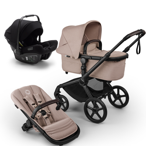 Carucioare copii - Carucior Bugaboo Fox 5 Renew Black/Dessert Taupe 3 in 1