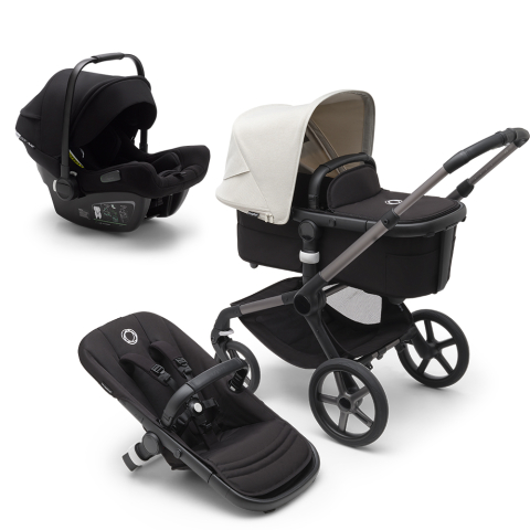 Carucioare copii - Carucior Bugaboo Fox 5 Renew Black/Heritage Black Misty White 3 in 1