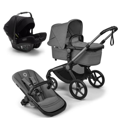 Carucioare copii - Carucior Bugaboo Fox 5 Renew Graphite/Moon Grey 3 in 1