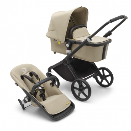 Carucioare copii - Carucior Bugaboo Fox Cub Black/Desert Beige 2 in 1 - Resigilat