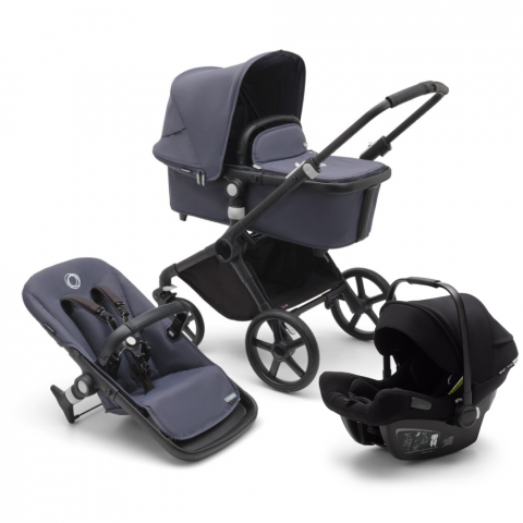 Carucioare copii - Carucior Bugaboo Fox Cub Black/Stormy Blue 3 in 1