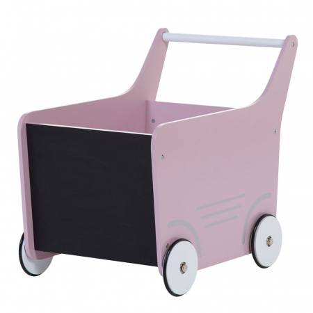 Decoratiuni - Carucior cu spatiu depozitare si tabla de scris Childhome, Lemn Roz
