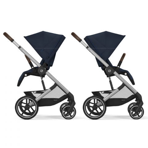 Carucior Cybex Balios S Lux 3 in 1 Silver/Ocean Blue cu Scoica Auto Cloud G i-Size Plus reclinabila [2]