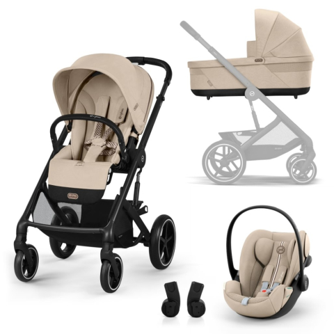 Carucioare Cybex Balios S Lux - Carucior Cybex Balios S Lux 3 in 1 Black/Almond Beige cu Scoica Auto Cloud G3