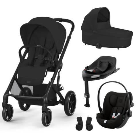 Carucioare Cybex Balios S Lux - Carucior Cybex Balios S Lux 4 in 1 Black/Moon Black cu Scoica Auto Cloud G3 si Baza G3