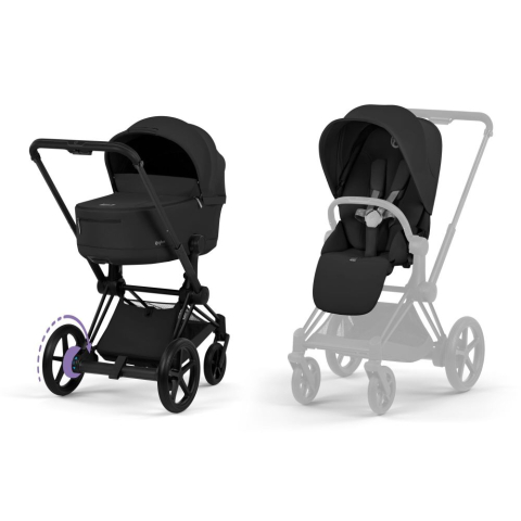 Carucioare copii - Carucior Cybex e-Priam Comfort Matt Black Sepia Black 2 in 1