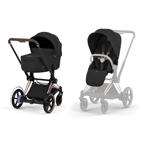 Carucioare copii - Carucior Cybex e-Priam Comfort Rosegold Sepia Black 2 in 1