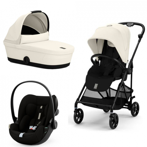 Carucioare copii - Carucior Cybex Melio Carbon 3 in 1 Canvas White
