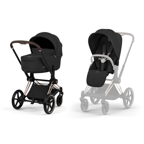 Carucioare copii - Carucior Cybex Priam Comfort Rosegold Sepia Black 2 in 1