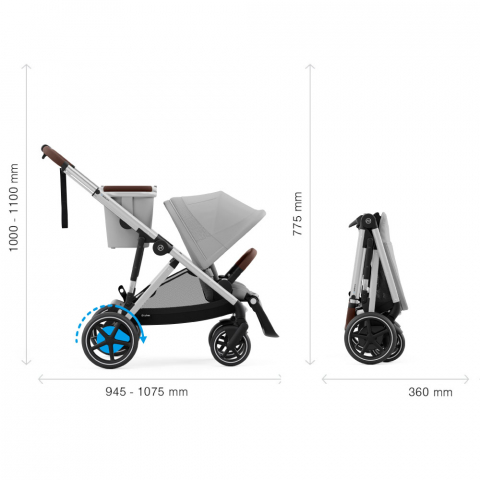 Carucior gemeni Cybex e-Gazelle S Stone Grey [5]